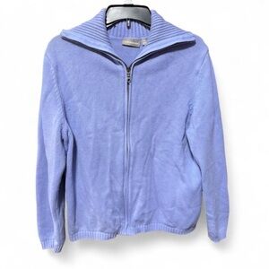 Croft & Barrow brand zip-up sweater in a light blue or periwinkle color